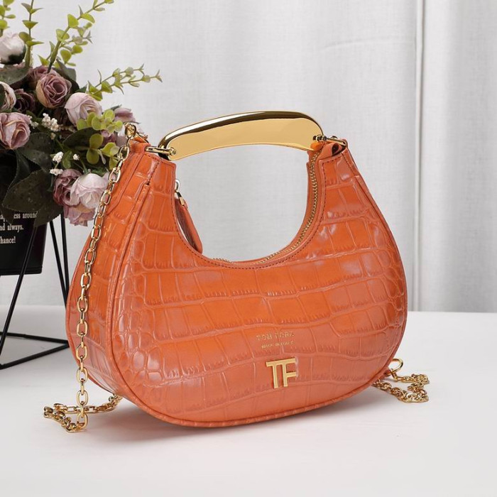 Tom Ford Womens Mini Crocodile Pattern Shoulder Bag In Orange