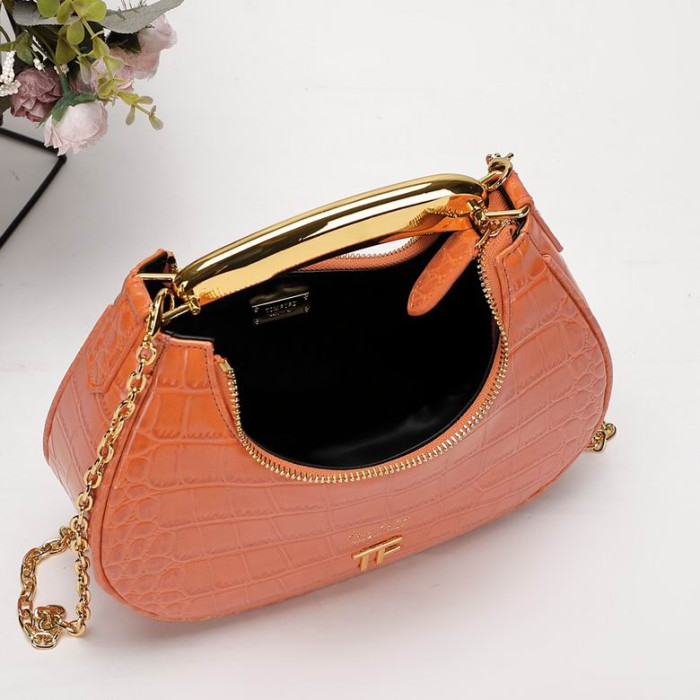 Tom Ford Womens Mini Crocodile Pattern Shoulder Bag In Orange