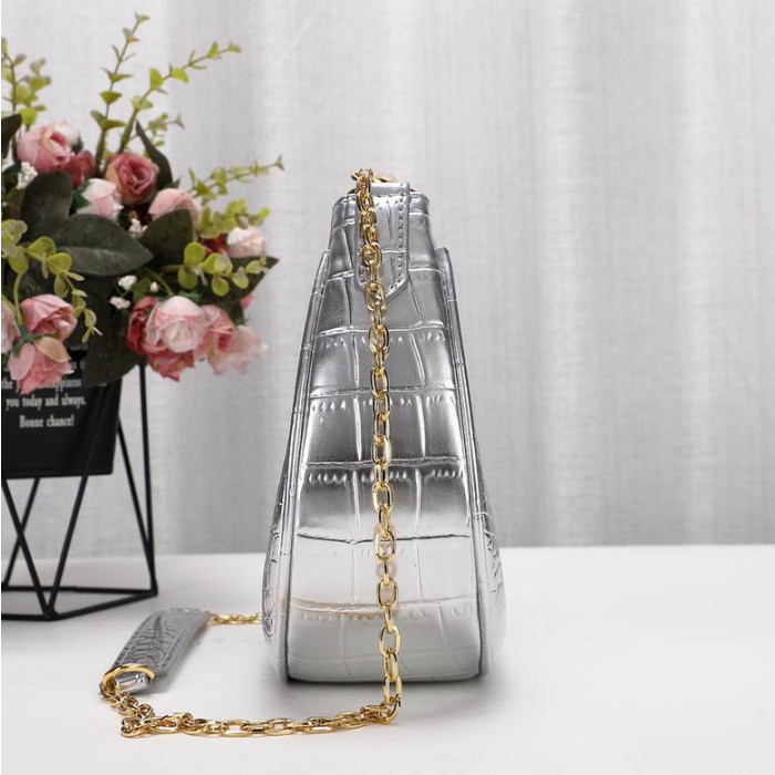 Tom Ford Womens Mini Crocodile Pattern Shoulder Bag In Silver