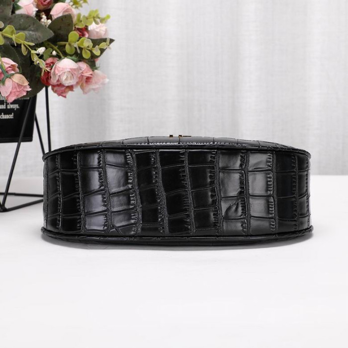 Tom Ford Womens Mini Crocodile Pattern Shoulder Bag In Black