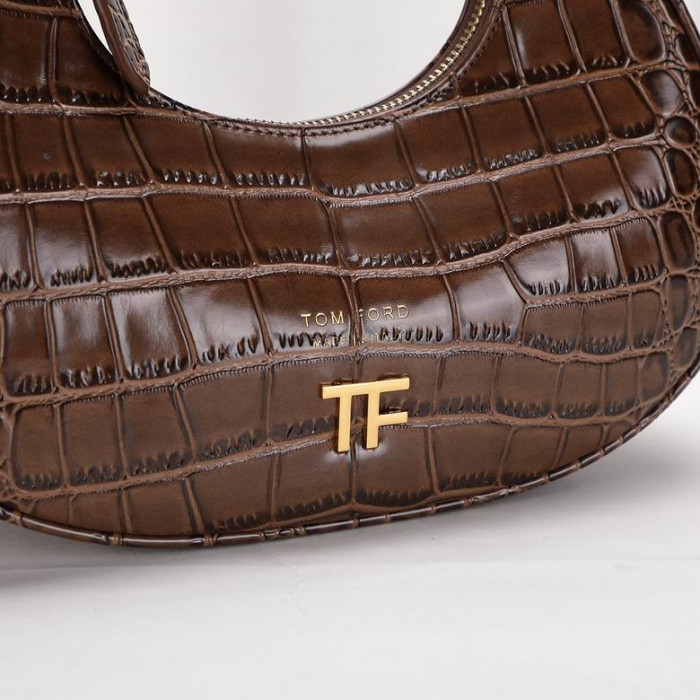 Tom Ford Womens Mini Crocodile Pattern Shoulder Bag In Brown