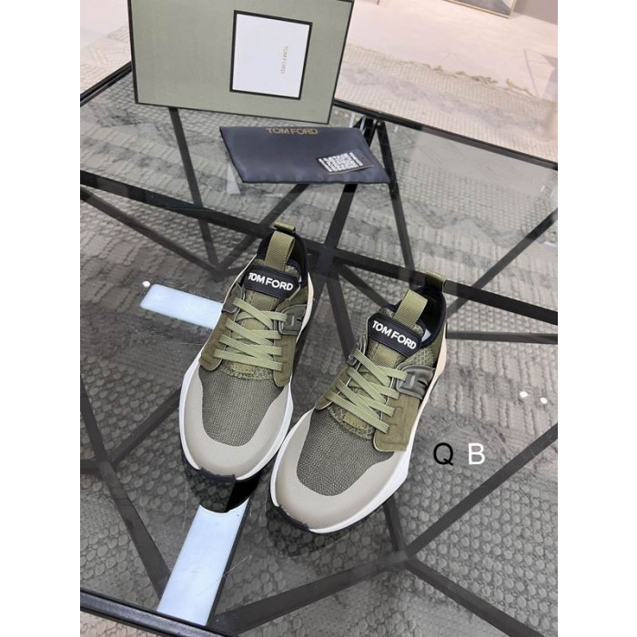 Tom Ford Nylon Mesh Jago Low-Top Sneaker In Army Green08