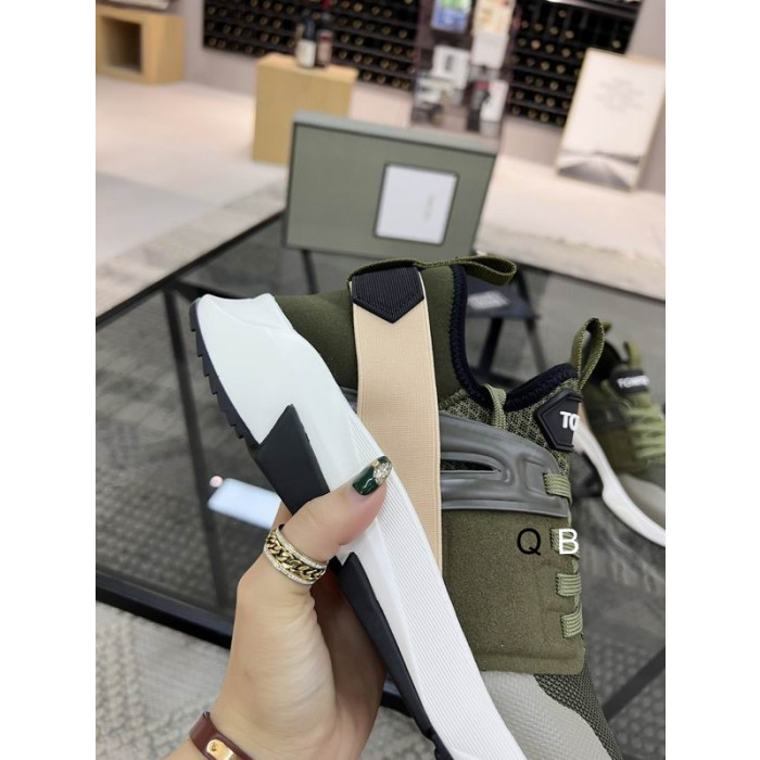 Tom Ford Nylon Mesh Jago Low-Top Sneaker In Army Green08