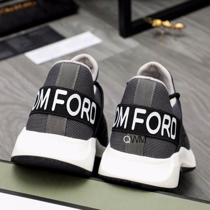 Tom Ford Nylon Mesh Lace-Up Low-Top Sneakers In Black/Blue