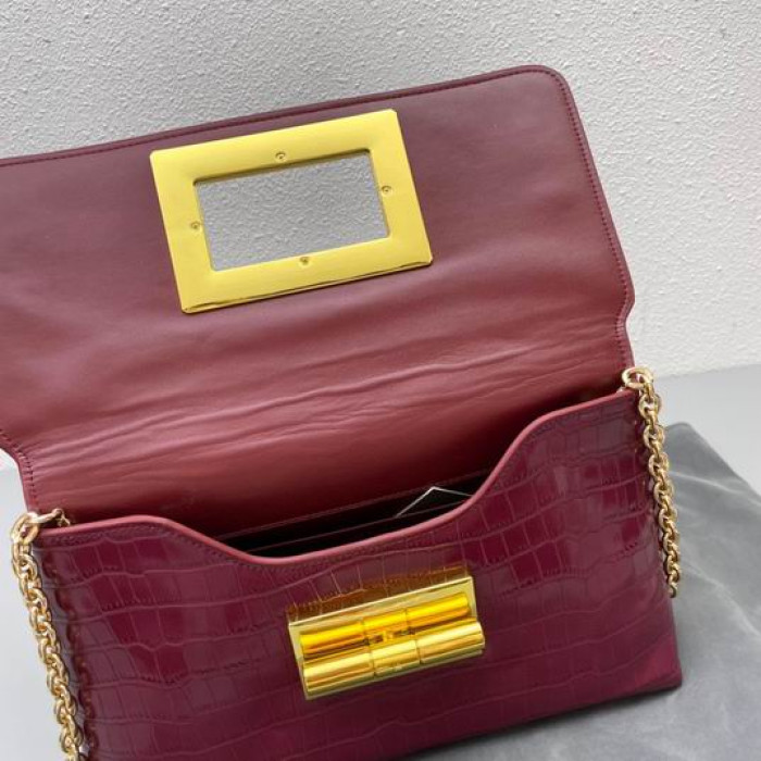 Tom Ford Womens Crocodile Shoulder Bag In Purple