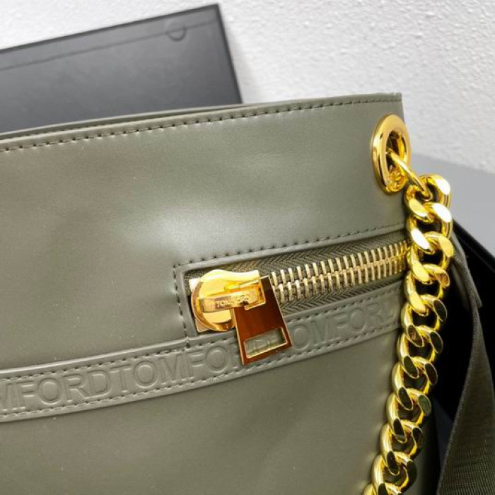 Tom Ford Embossed Shoulder Bag In Green