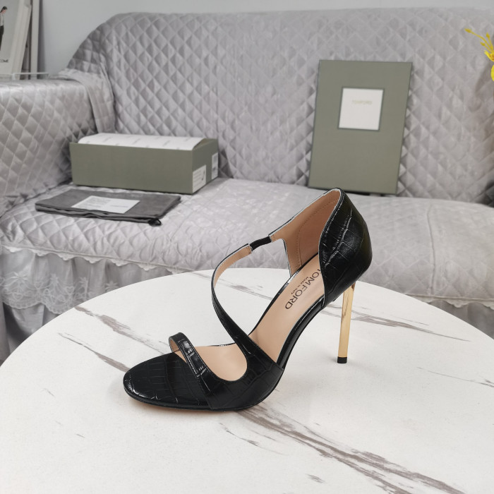 Tom Ford 10.5cm Crocodile Leather High Heel Sandal In Black
