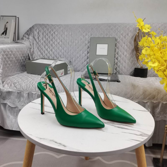 Tom Ford 10.5cm Shiny Leather Angelina Slingback In Green
