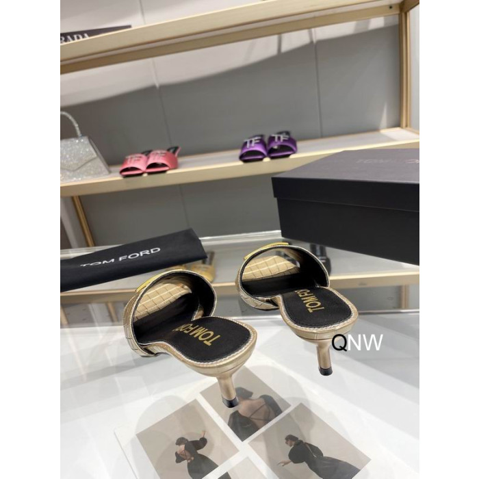 Tom Ford 4.5cm Crocodile TF Logo Slide In Gold
