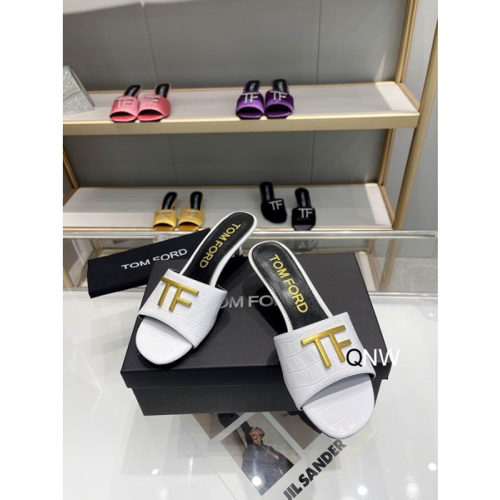 Tom Ford 4.5cm Crocodile TF Logo Slide In Black