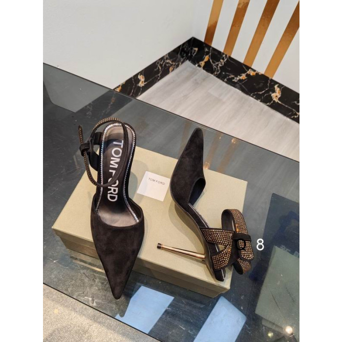 Tom Ford Velvet Asymmetric Crystal Sandal In Black02