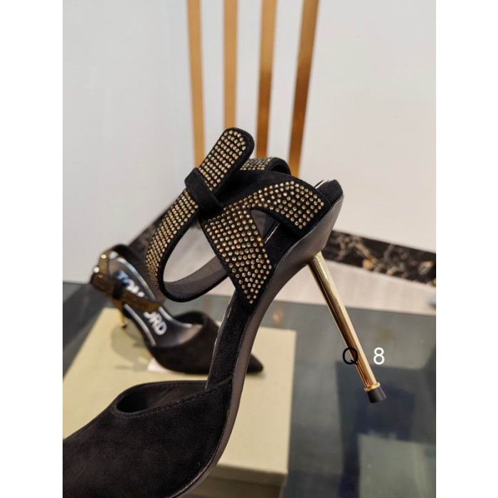 Tom Ford Velvet Asymmetric Crystal Sandal In Black02