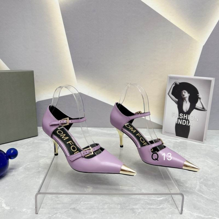 Tom Ford 7.5cm Two-Strap Metallic-Toe Cap Leather Pumps In Purple