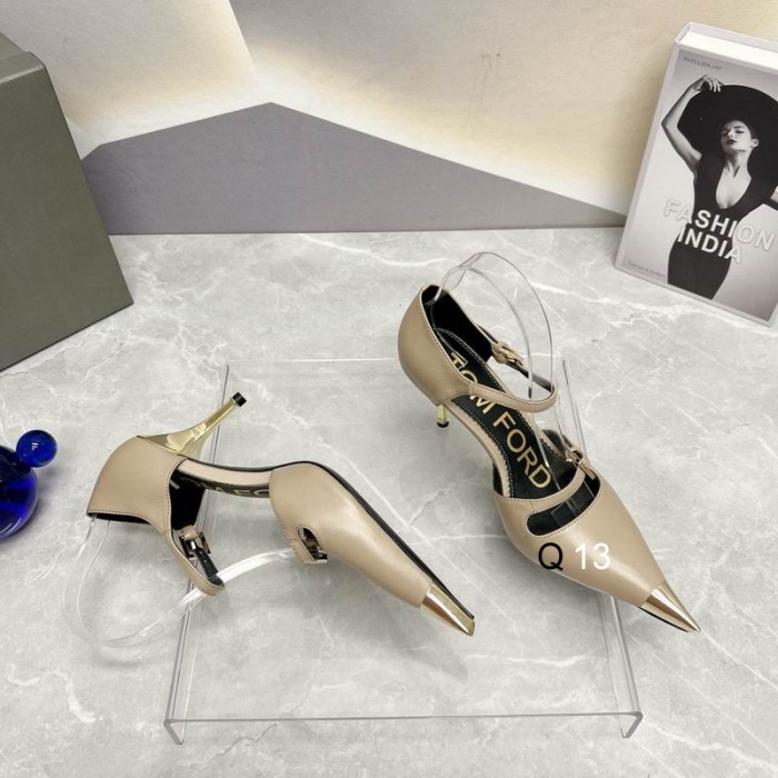 Tom Ford 7.5cm Two-Strap Metallic-Toe Cap Leather Pumps In Apricot