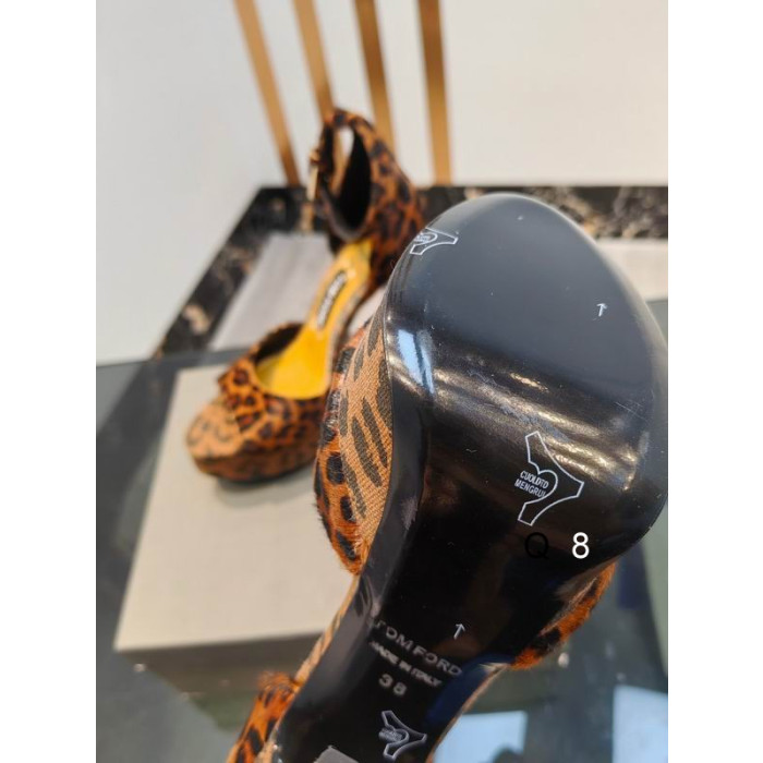 Tom Ford 14.5cm Leopard Print Sandals In Brown