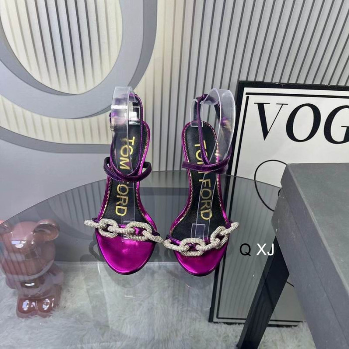 Tom Ford 10.5cm Chain Leather Sandals In Purple