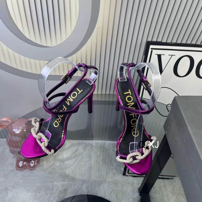 Tom Ford 10.5cm Chain Leather Sandals In Purple