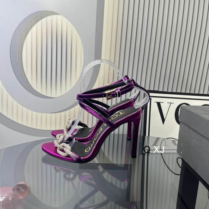 Tom Ford 10.5cm Chain Leather Sandals In Purple