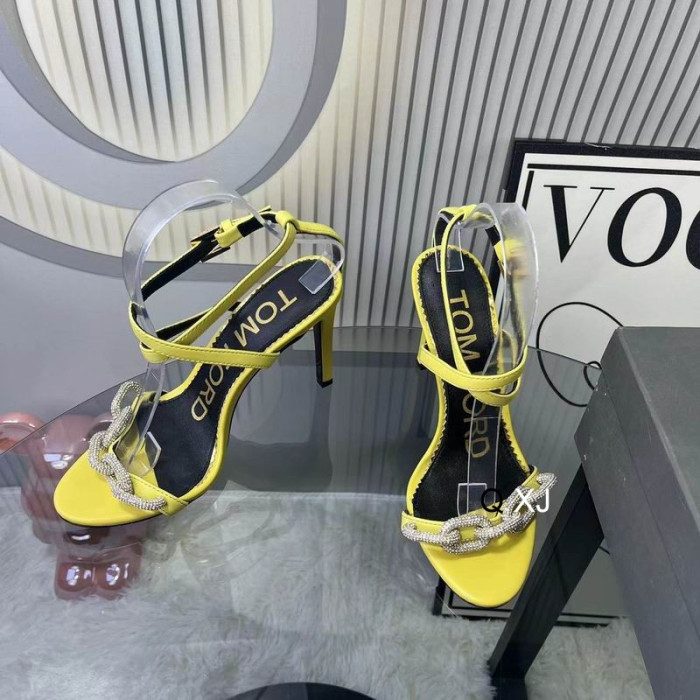 Tom Ford 10.5cm Chain Leather Sandals In Yellow