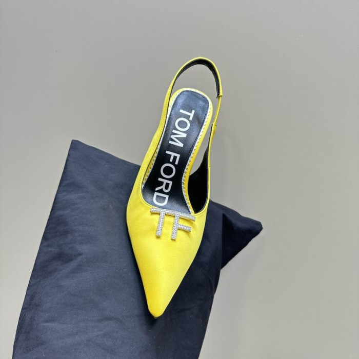 Tom Ford 10cm Leather Angelina Slingback In Bright Yellow