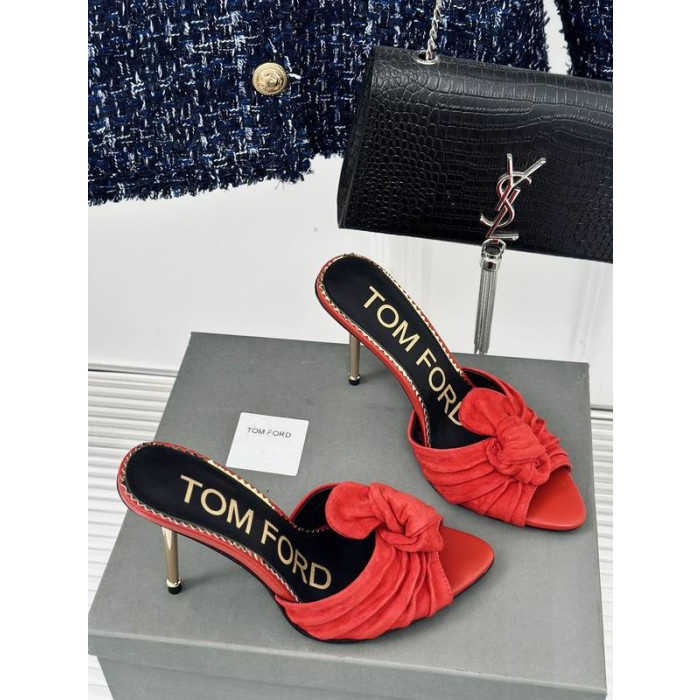 Tom Ford 10cm Metal Heel Slide In Red
