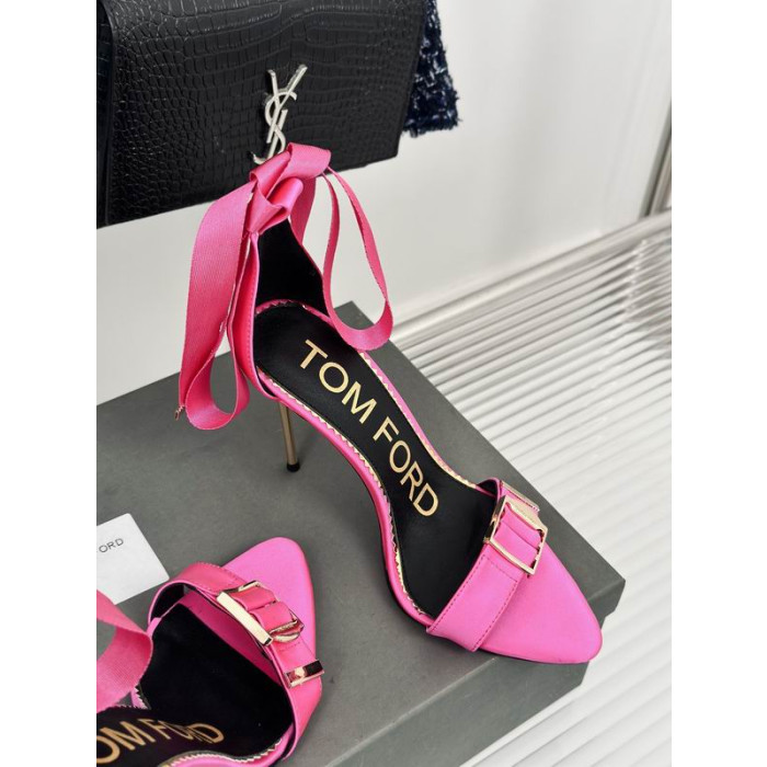 Tom Ford 10cm Silk Satin Buckle Hollow Strap Sandal In Pink