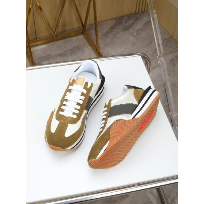 Tom Ford Suede Technical Fabric James Sneaker In Brown/White 038