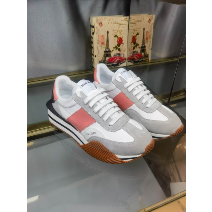 Tom Ford Suede Technical Fabric James Sneaker In Grey/Pink 042