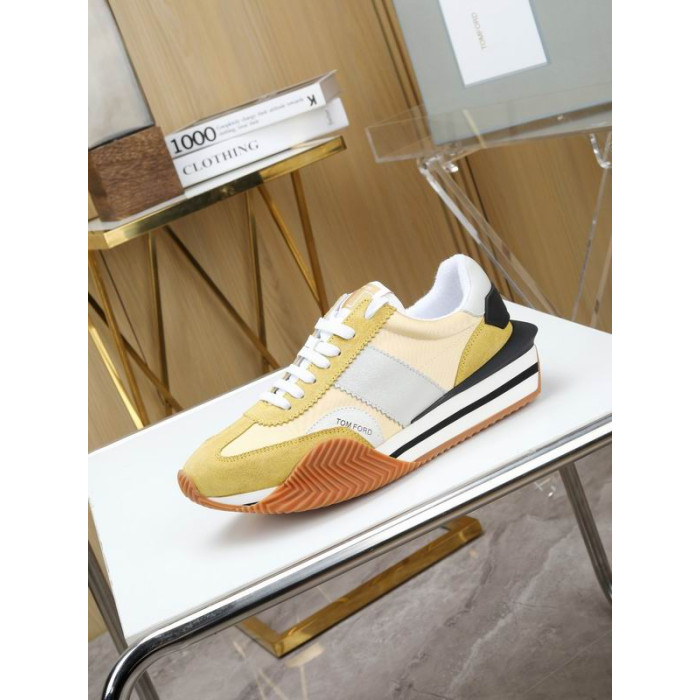Tom Ford Suede Technical Fabric James Sneaker In Yellow 020
