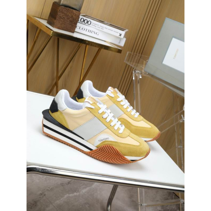 Tom Ford Suede Technical Fabric James Sneaker In Yellow 020