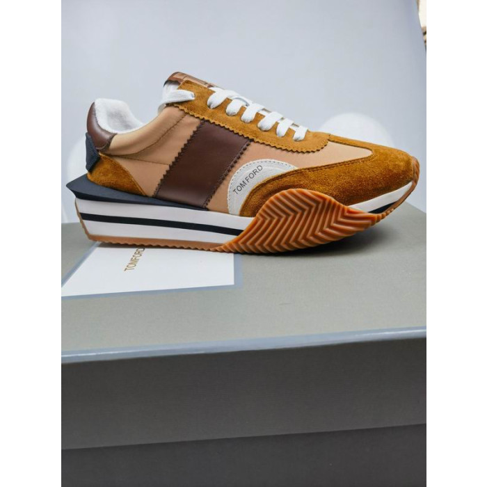 Tom Ford Suede Technical Fabric James Sneaker In Brown 003