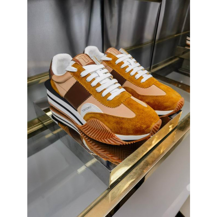 Tom Ford Suede Technical Fabric James Sneaker In Brown 003