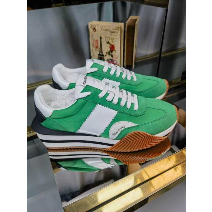 Tom Ford Suede Technical Fabric James Sneaker In Green 016