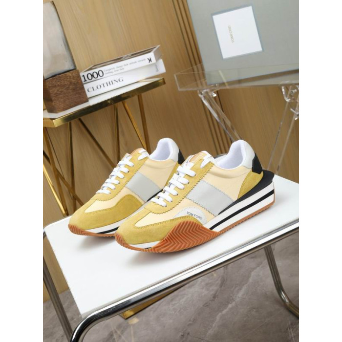 Tom Ford Suede Technical Fabric James Sneaker In Yellow 020