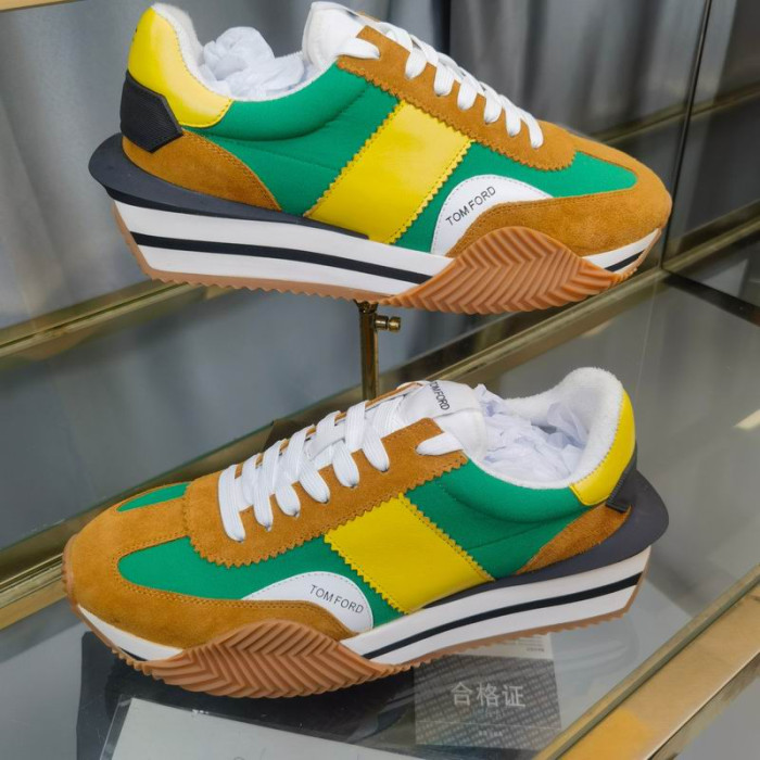Tom Ford Suede Technical Fabric James Sneaker In Brown/Green 002