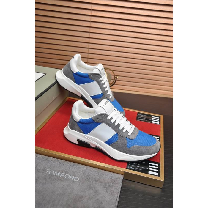 Tom Ford Sneakers Men Suede Sneakers In Grey/Blue