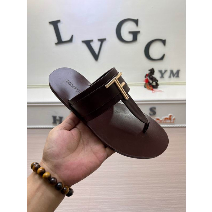 Tom Ford Smooth Leather Brighton Sandal In Brown