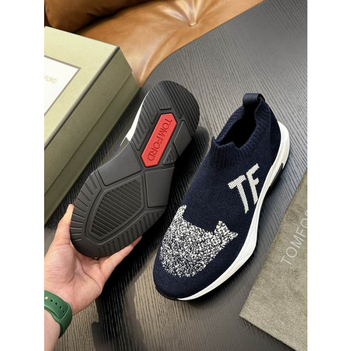 Tom Ford Mesh Low Sneakers In Dark Blue