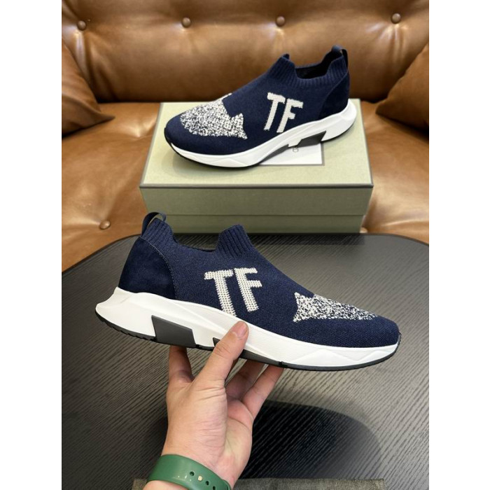 Tom Ford Mesh Low Sneakers In Dark Blue