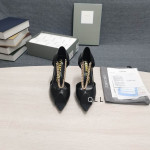 Tom Ford Leather Metal Open Toe Pumps In Black