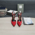 Tom Ford Laminated Nappa Leather Padlock Pointy Toe Pumps In Red