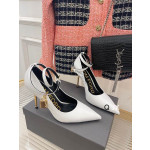 Tom Ford Crocodile Pattern Padlock Ankle Wrap Pointed Toe Pumps In White