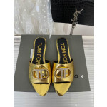 Tom Ford Patent Leather TF Logo Slide In Gold
