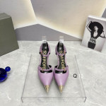 Tom Ford 7.5cm Two-Strap Metallic-Toe Cap Leather Pumps In Purple