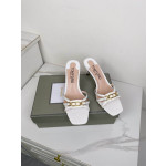 Tom Ford Laminated Printed Lizard High Heel Whitney Slide In White