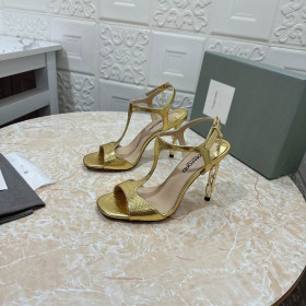 Tom Ford 10.5cm Stamped Snakeskin Leather Metal Chain Angelina Sandal In Gold
