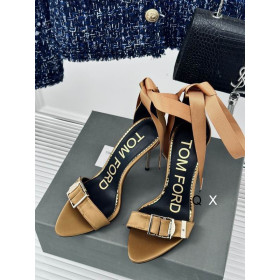Tom Ford 10cm Silk Ribbon Sandal In Brown