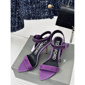 Tom Ford 10cm Velvet Asymmetric Crystal Sandal In Purple05