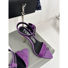 Tom Ford 10cm Velvet Asymmetric Crystal Sandal In Purple05