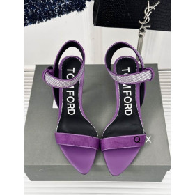 Tom Ford 10cm Velvet Asymmetric Crystal Sandal In Purple06